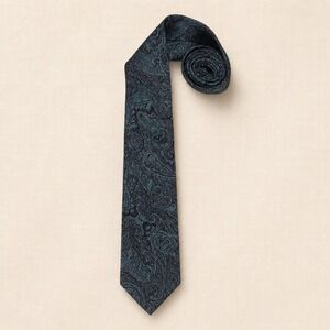 Murano Silk Jacquard Necktie‎ Paisley Teal Black Classic Designer OS